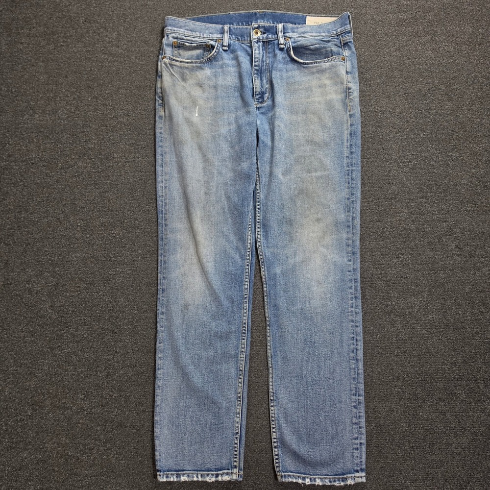 Rag & Bone Fit 2 Slim Jeans Mens 34x30 Blue Denim Light Wash Distressed Casual